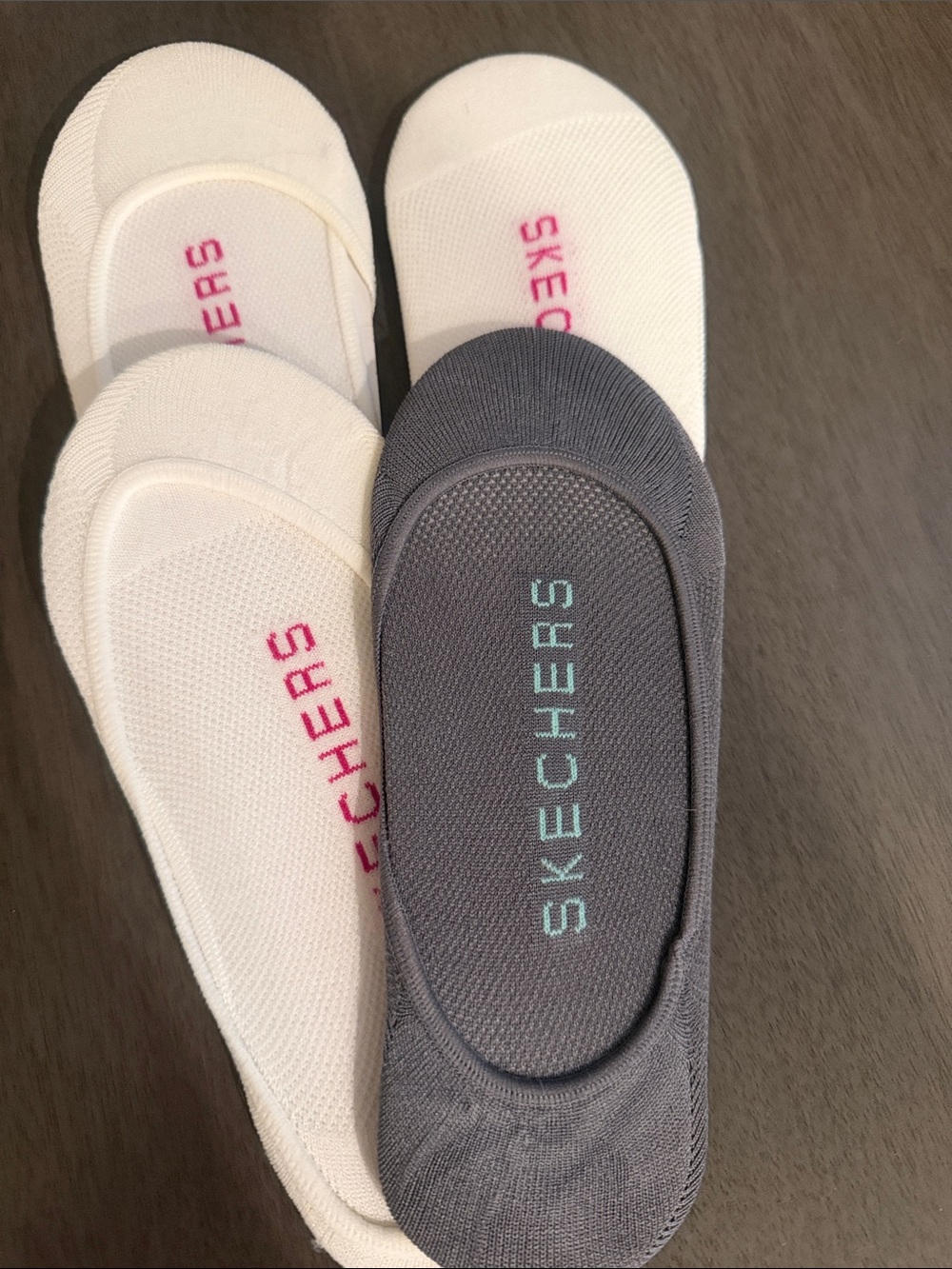 Skechers Low-Cut Sock Liners in Gray, White, Pink & Mint